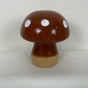 Ceramic Mushroom Brown Decor Accent Polka Dot Tan Shelf Sitter Mushie